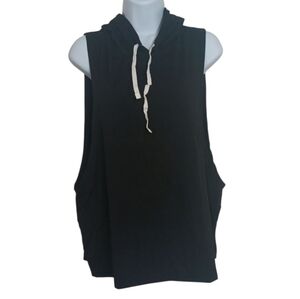 Sweaty Rocks Black Hooded Tank Top Size Large